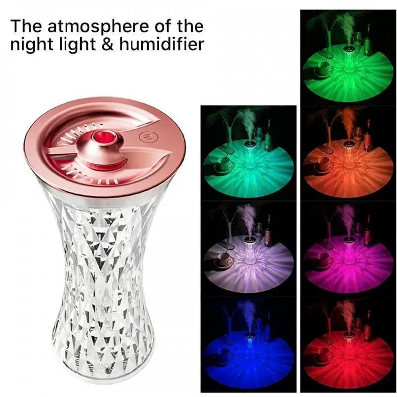 Crystal Lamp Air Humidifier With Cool Mist Maker Fogger Seven Color Night Lamp Atmosphere Room Decoration Home lights